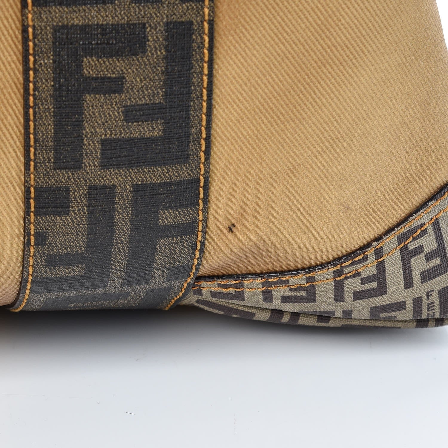Fendi Metallic Canvas Zucca Zucchino Spalmati Large Mixed Media B Mix Tote Gold Brown 17 of 19