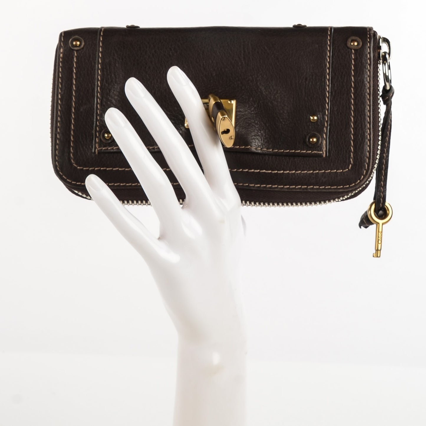 Calfskin Paddington Zip Around Wallet Brown