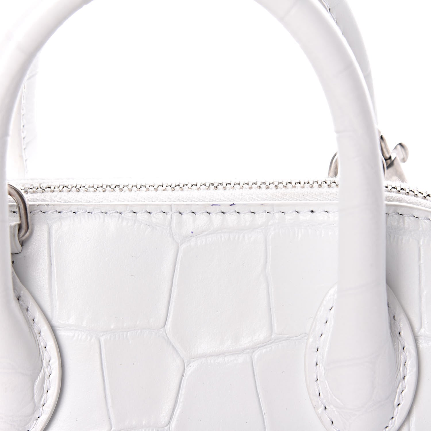 Balenciaga Calfskin Crocodile Embossed XXS Ville Top Handle Bag White Black 11 of 11