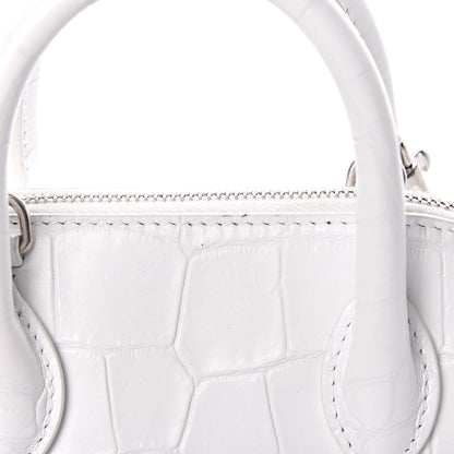 Balenciaga Calfskin Crocodile Embossed XXS Ville Top Handle Bag White Black 11 of 11