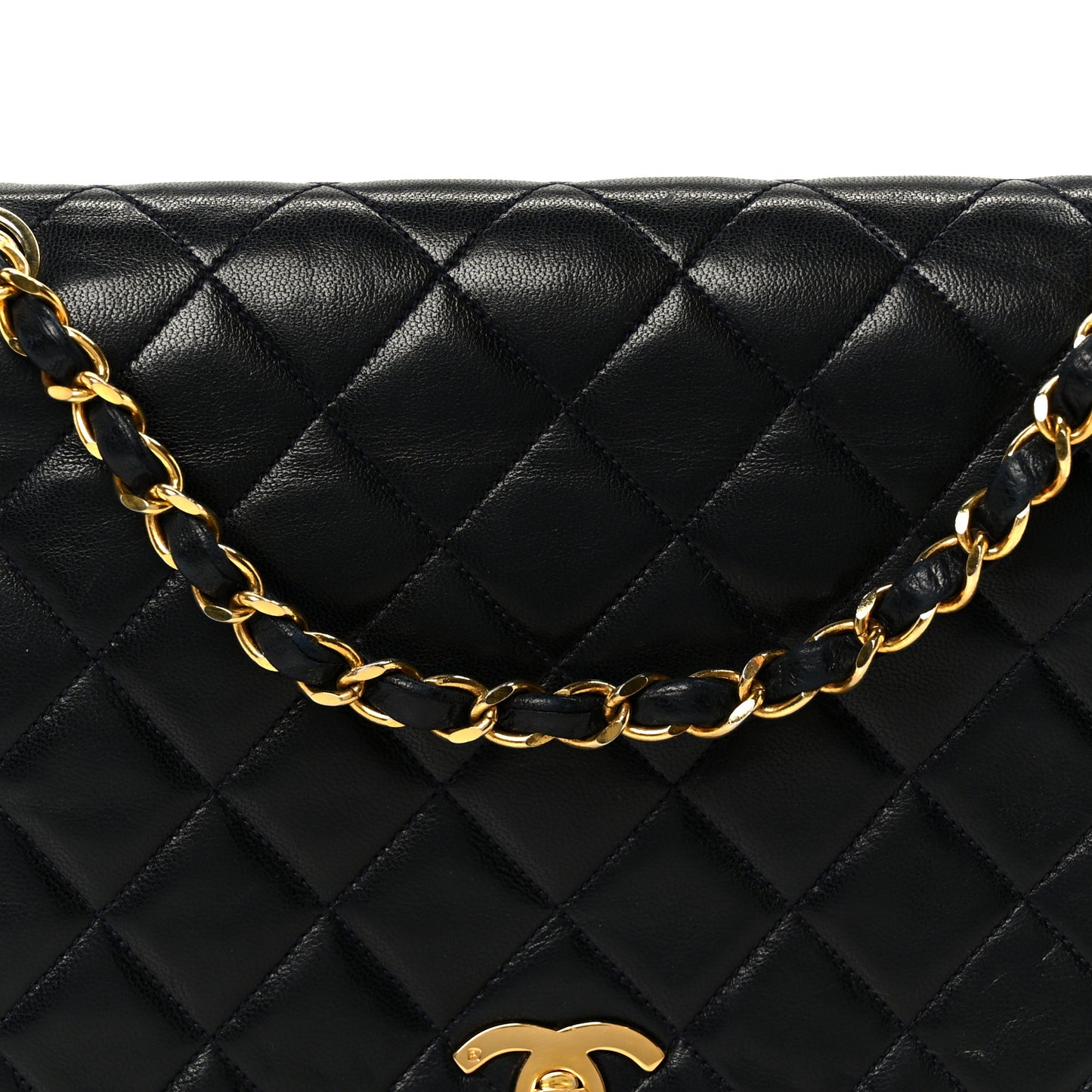 Lambskin Quilted Full Flap Black