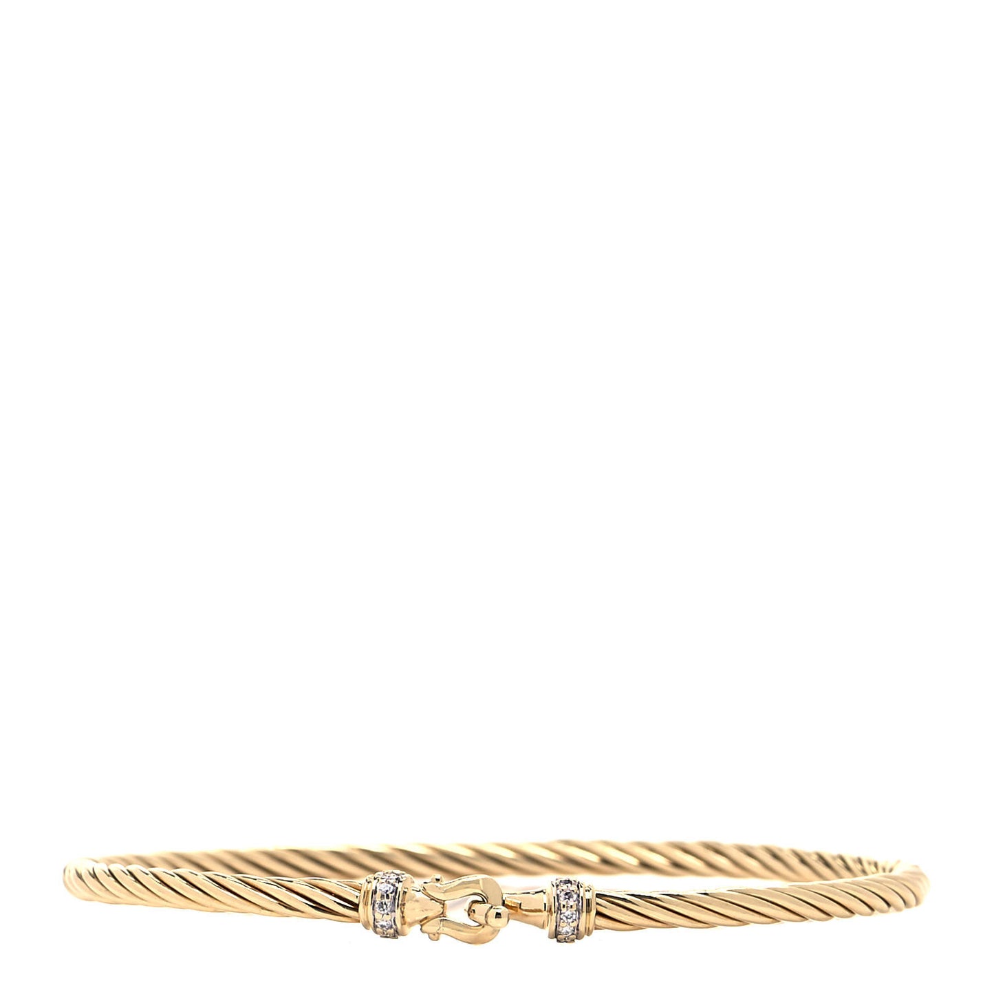 18K Yellow Gold Diamond 2.6mm Cable Collectibles Buckle Bracelet