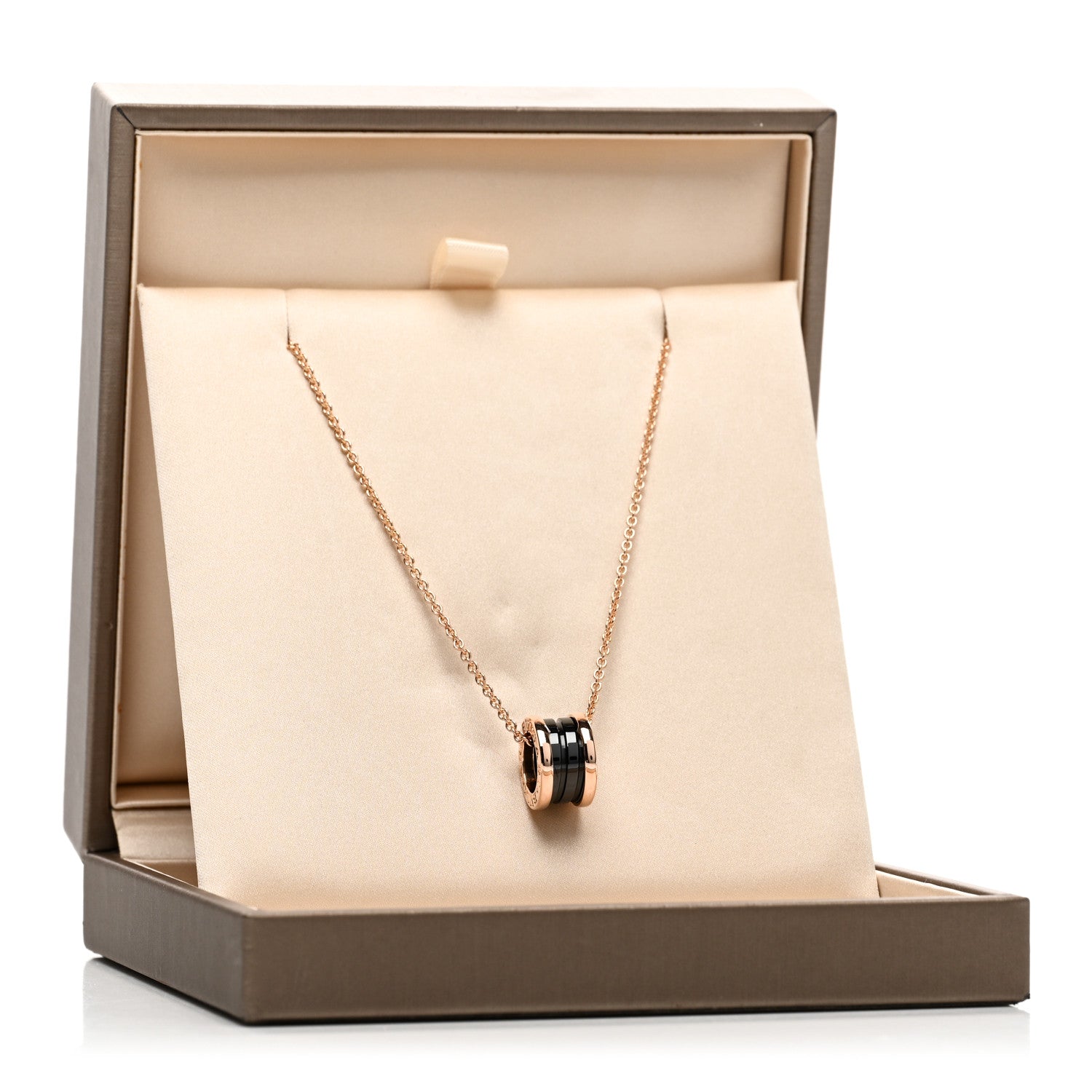Bulgari 18K Rose Gold Black Ceramic B.Zero1 Pendant Necklace 5 of 5