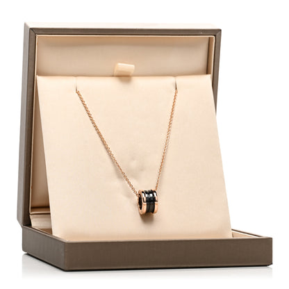 Bulgari 18K Rose Gold Black Ceramic B.Zero1 Pendant Necklace 5 of 5