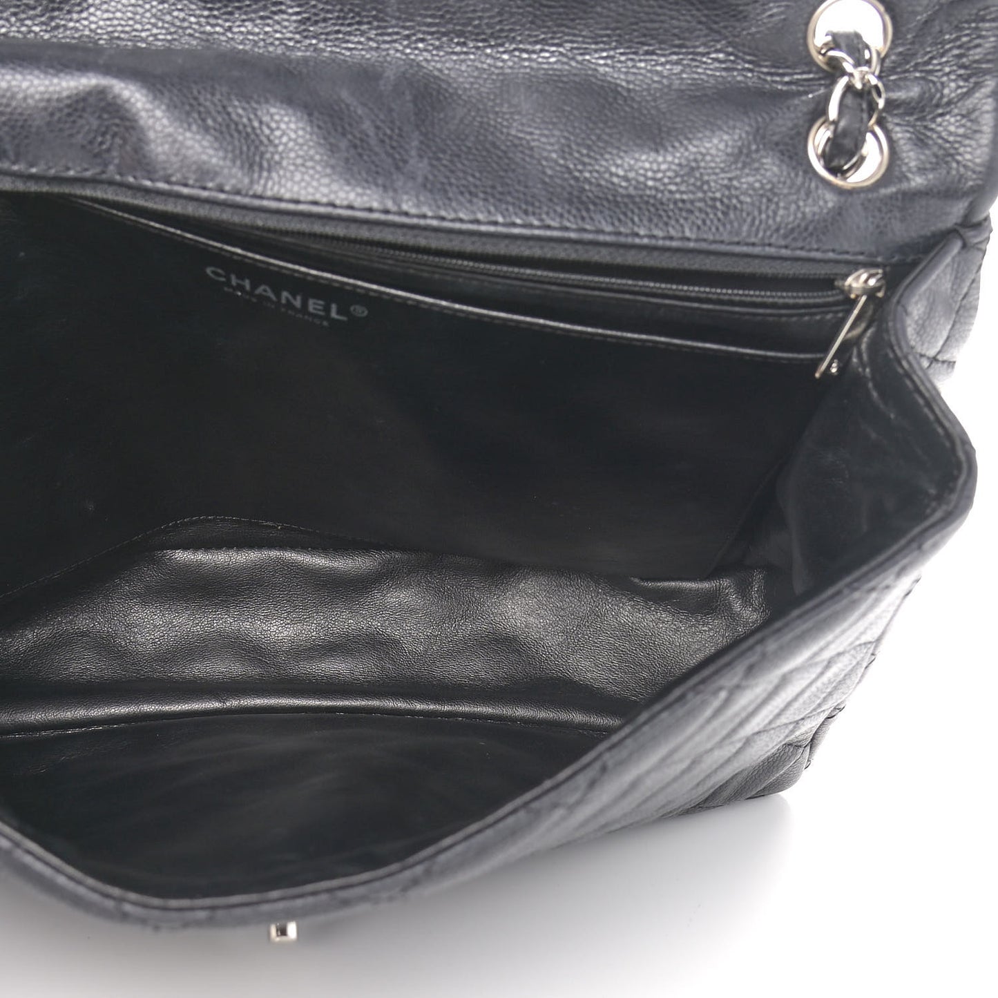 Washed Caviar Quilted Maxi Single Flap Black