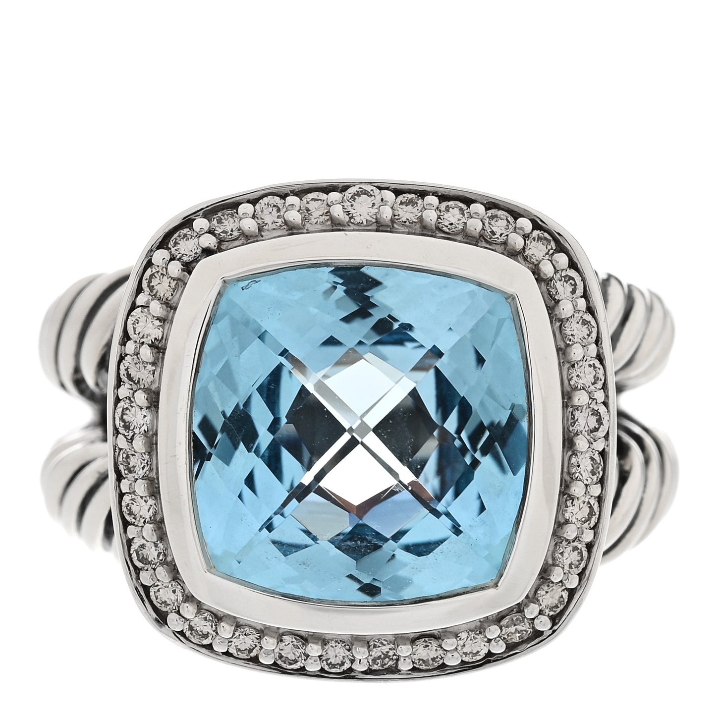 Sterling Silver Diamond Blue Topaz 11mm Albion Ring 52 6