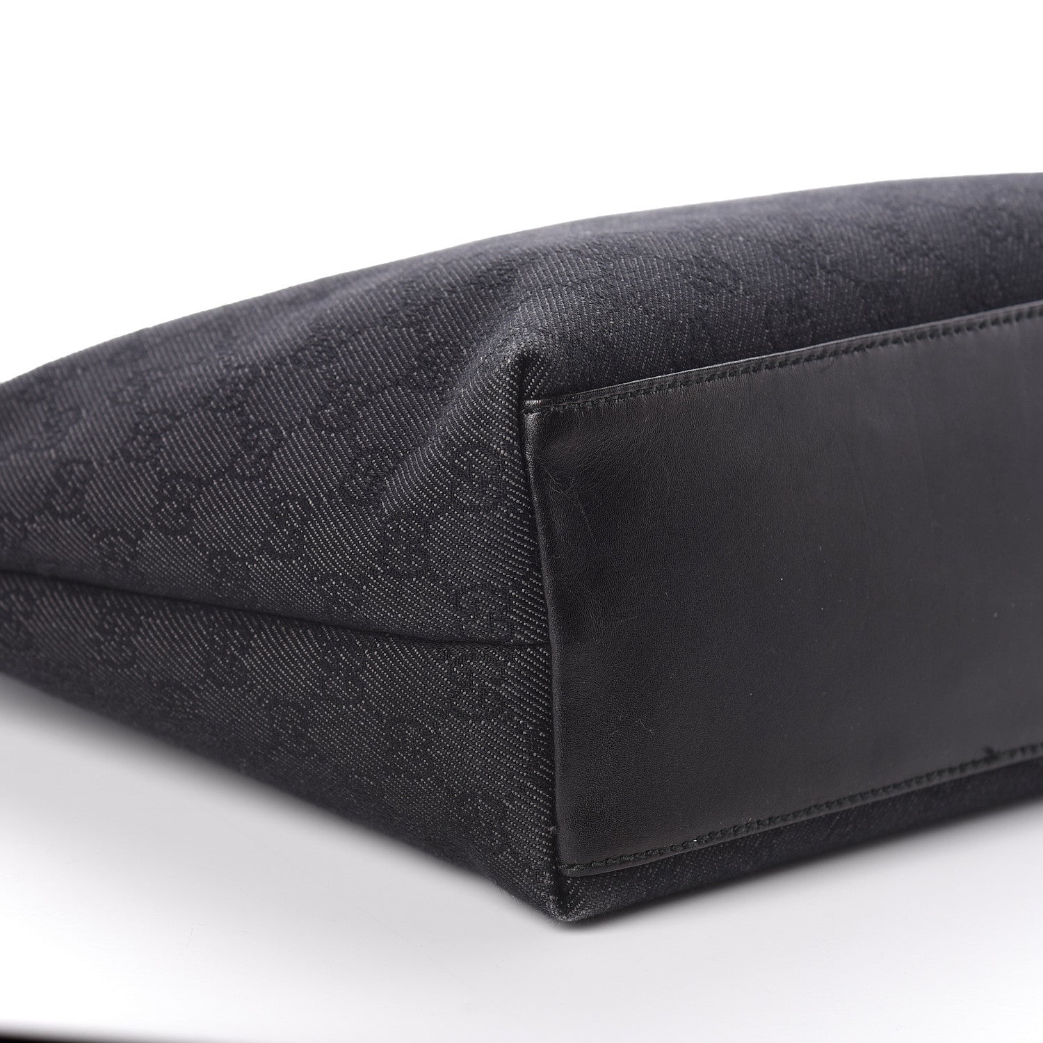 Gucci Denim Monogram Chain Bucket Tote Black 9 of 10