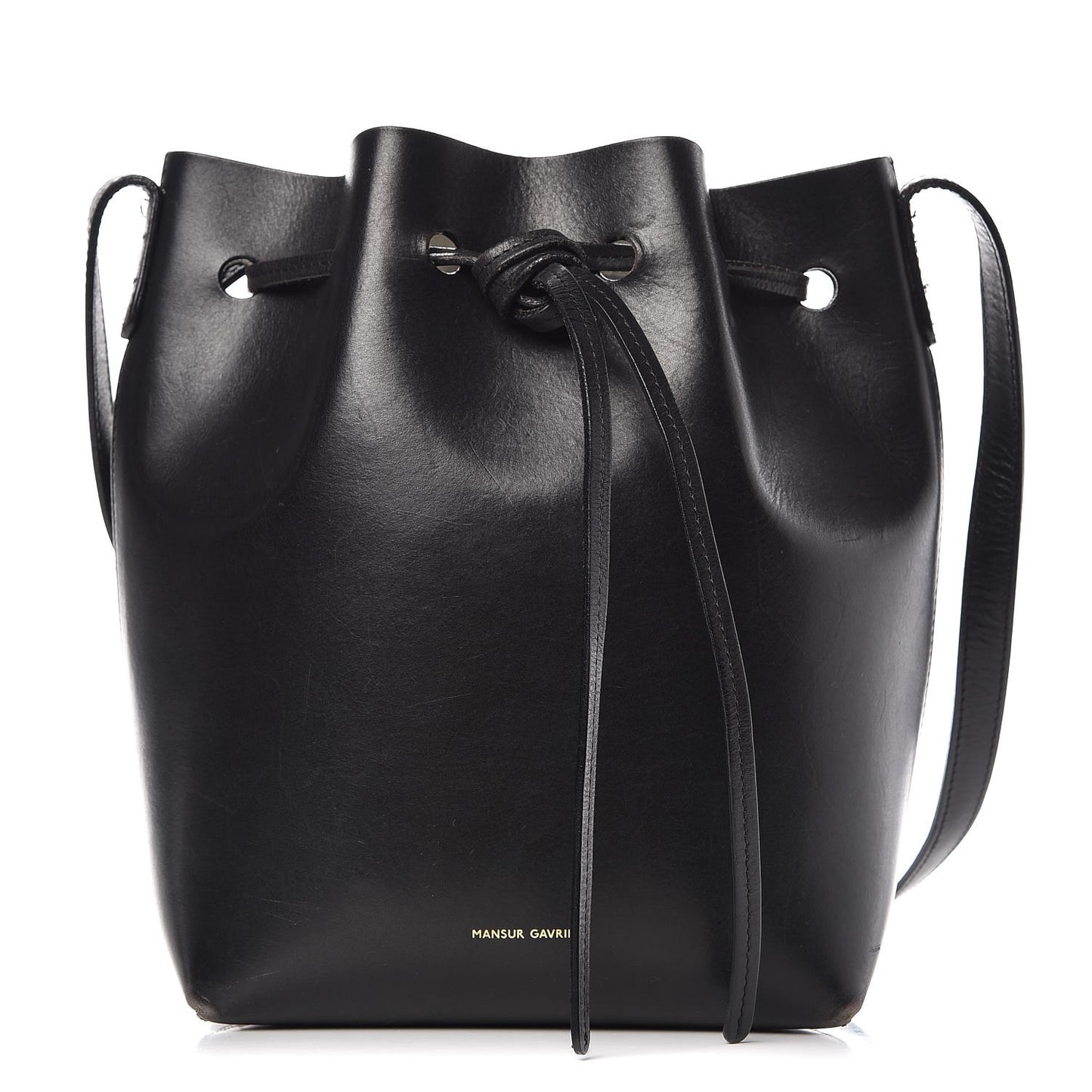 Calfskin Mini Bucket Bag Black Argento
