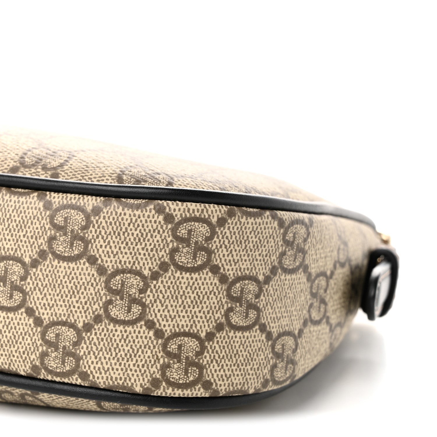 Gucci GG Supreme Monogram Textured Calfskin Small Emblem Shoulder Bag Beige Black 9 of 9