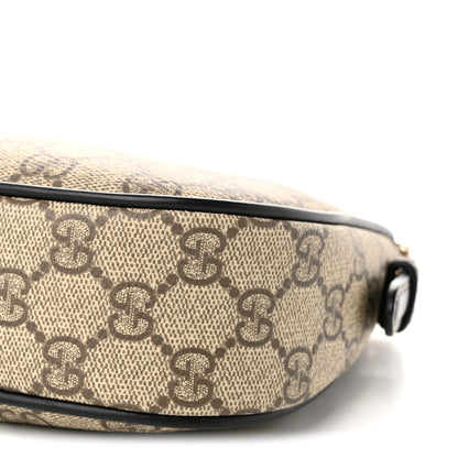 Gucci GG Supreme Monogram Textured Calfskin Small Emblem Shoulder Bag Beige Black 9 of 9
