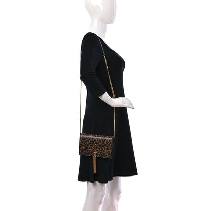 Saint Laurent Calfskin Heart Leopard Print Classic Monogram Kate Tassel Satchel Toffee 3 of 8