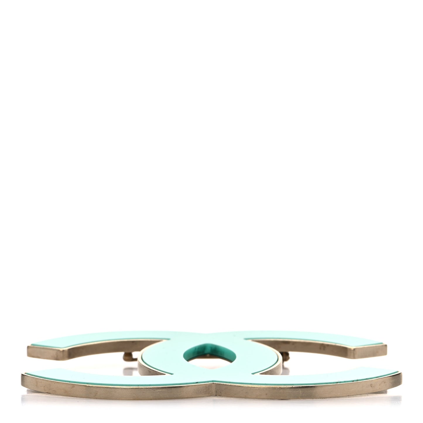 Enamel CC Brooch Turquoise Gold