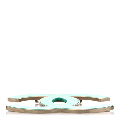 Chanel Enamel CC Brooch Turquoise Gold 7 of 11