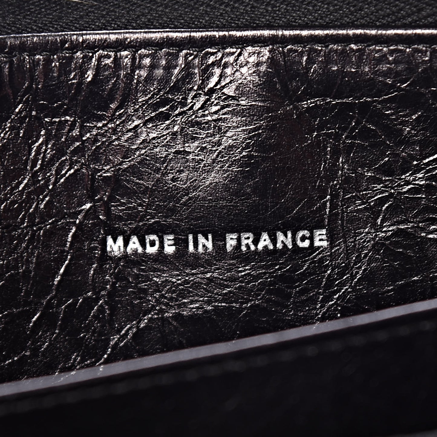 Aged Calfskin Striped Reissue Zip Around Wallet Black