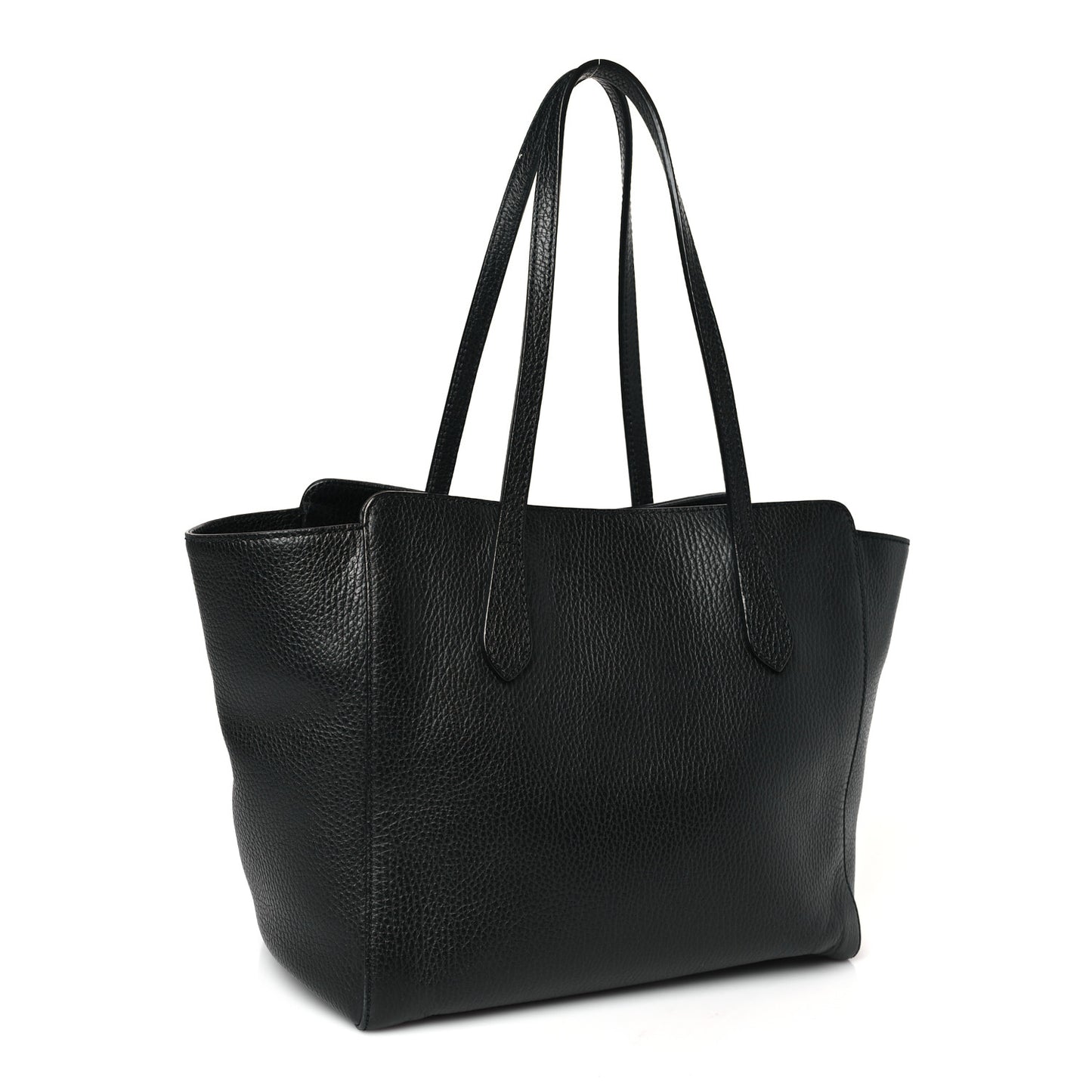 Pebbled Calfskin Small Swing Tote Black