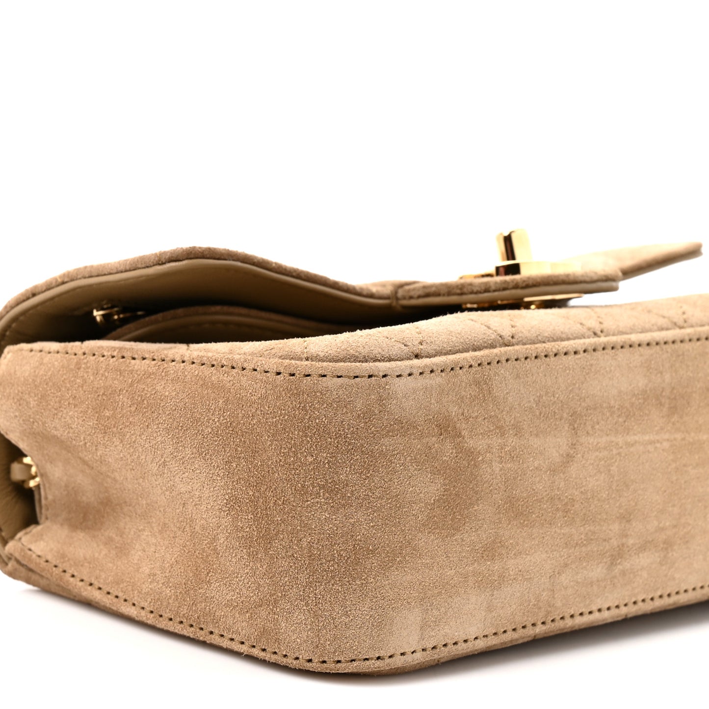 Suede Calfskin Mini Souplissimo Flap Dark Beige