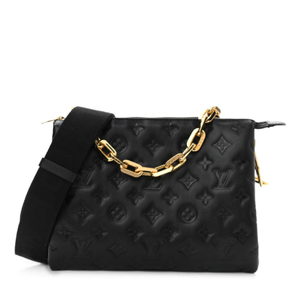 Louis Vuitton Lambskin Embossed Monogram Coussin PM Black 1 of 12