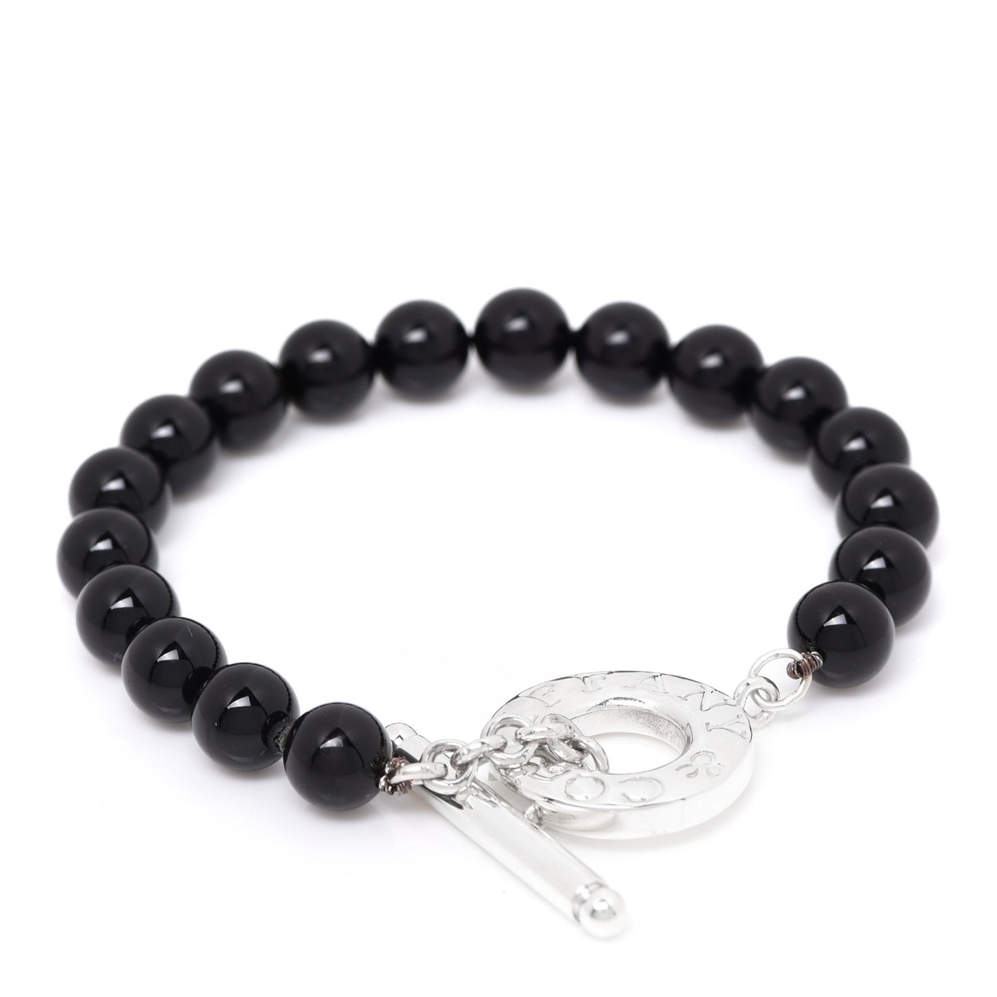 Sterling Silver Black Onyx Bead Toggle Bracelet