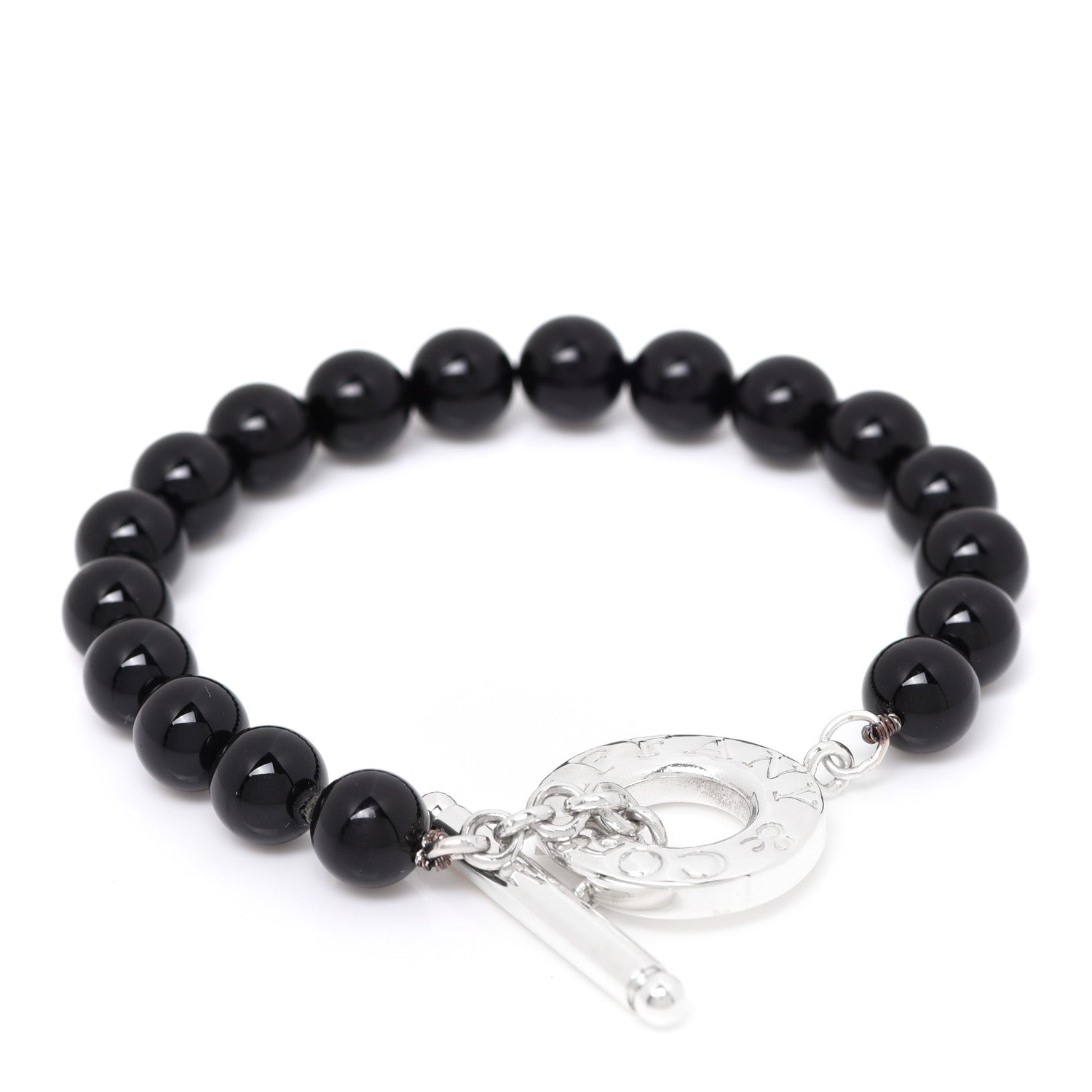 Tiffany Sterling Silver Black Onyx Bead Toggle Bracelet 3 of 5
