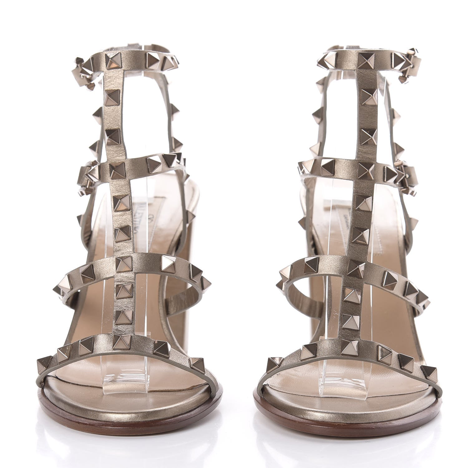 Valentino Garavani Metallic Calfskin Rockstud 90mm City Sandals 38.5 Skin 2 of 9