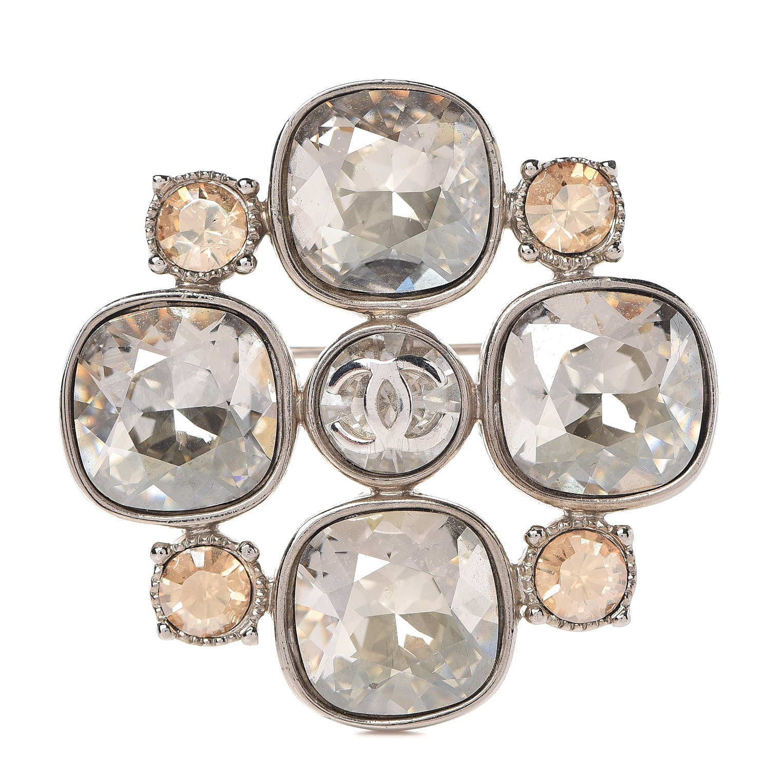 Chanel Crystal CC Brooch Gold 1 of 5