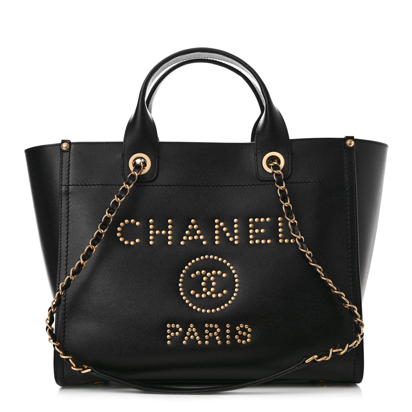 Caviar Small Studded Deauville Tote Black