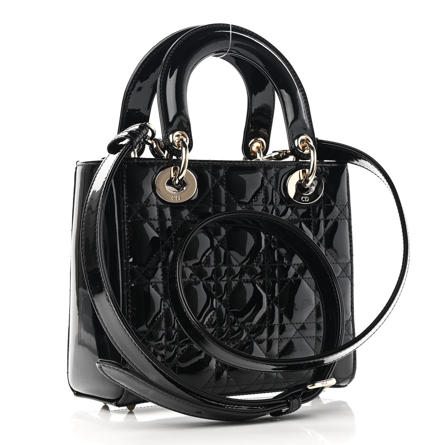 Patent Cannage Small Lady Dior Black