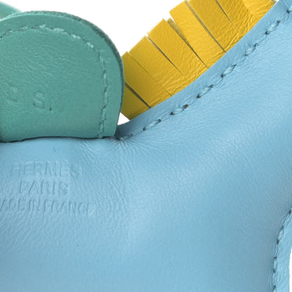 Hermes Milo Lambskin Grigri Rodeo Horse Bag Charm PM Bleu Celeste Lime Malachite 3 of 5
