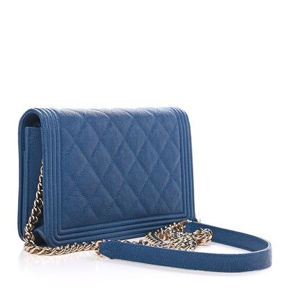 Chanel Caviar Quilted Boy Wallet On Chain WOC Blue 3 of 9