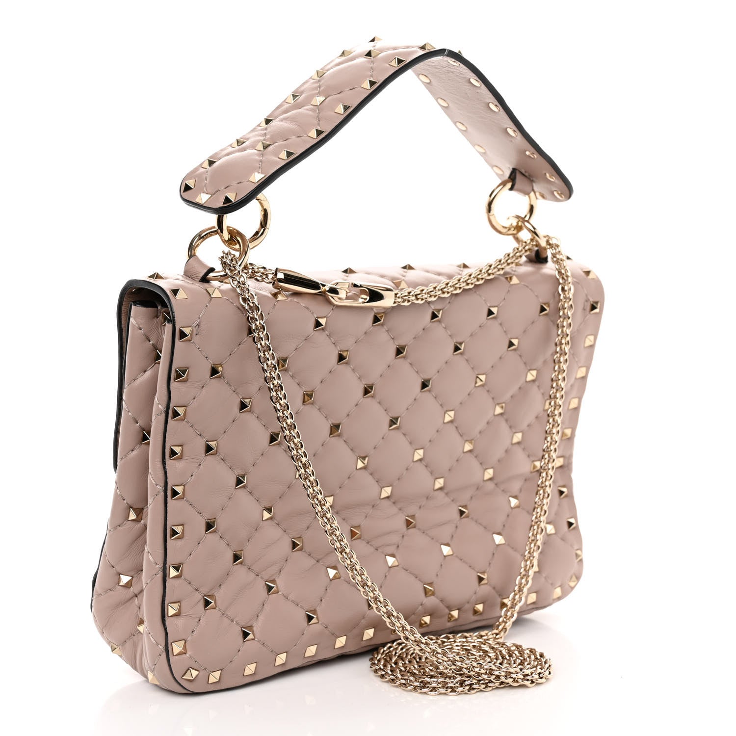 Valentino Garavani Lambskin Medium Rockstud Spike Shoulder Bag Poudre 2 of 8