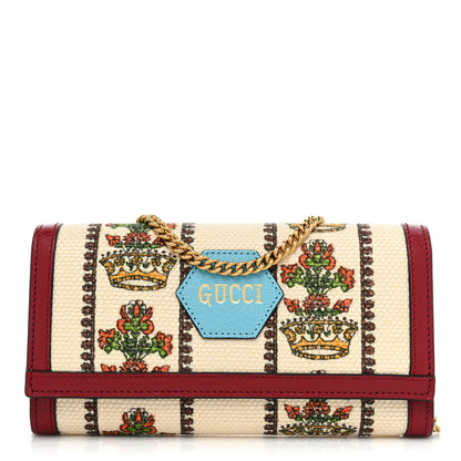 Gucci Canvas Calfskin 100 Centennial Music Chain Wallet Multicolor 1 of 13