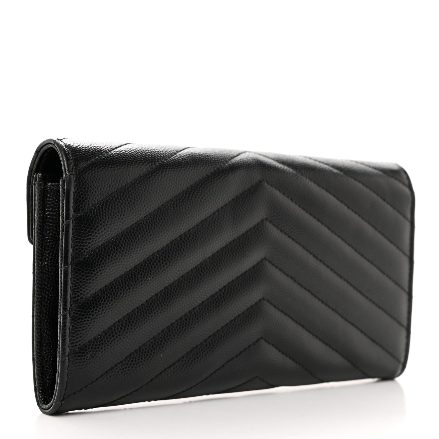 Grain De Poudre Matelasse Chevron Monogram Flap Wallet Black
