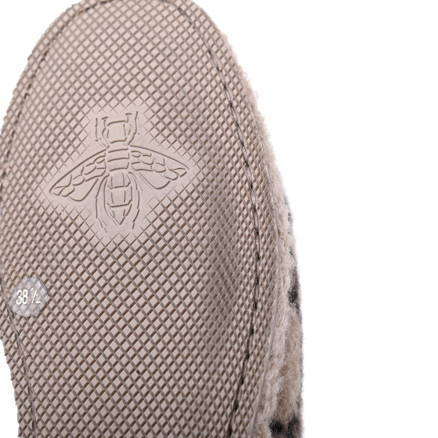 Covered Wool GG Monogram Womens Fria Horsebit Loafers 38.5 Beige Ebony Black Butterscotch