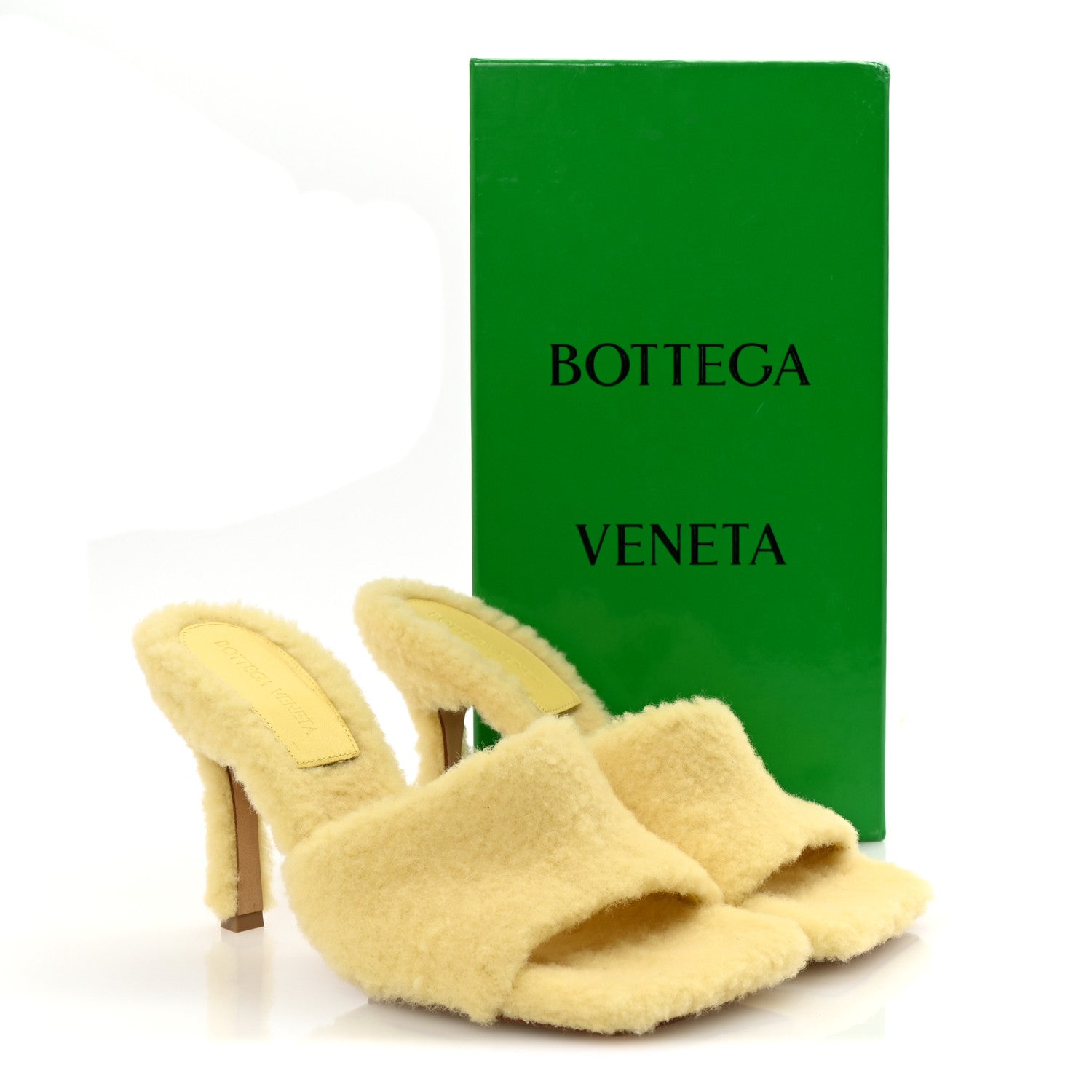 Bottega Veneta Cozy Fur Lido 90mm Mule Sandals 38.5 Lemonade