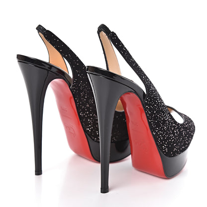 Christian Louboutin Crosta Meteor Lady Peep Sling 150 Pumps 38.5 Black 4 of 8