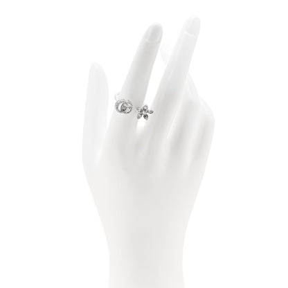 Gucci 18K White Gold Diamond Flora GG Open Ring 53 6.5 2 of 5