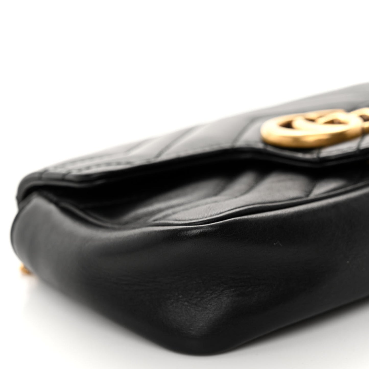 Calfskin Matelasse Super Mini GG Marmont Shoulder Bag Black