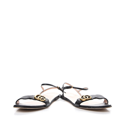 Gucci Lifford Calfskin GG Marmont Ankle Wrap Flat Sandals 41 Black 16 of 18