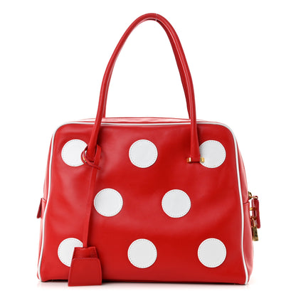 Dolce & Gabbana Calfskin Polka Dot Satchel Red White 1 of 11