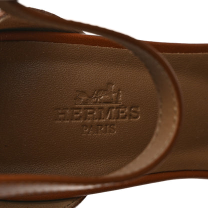Hermes Calfskin Legend Wedge Sandals 38 Gold 7 of 8