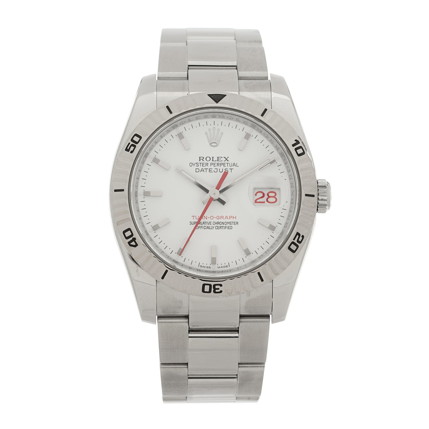 Rolex Stainless Steel 18K White Gold 36mm Oyster Perpetual Datejust Turn-O-Graph Watch White 116264 1 of 4