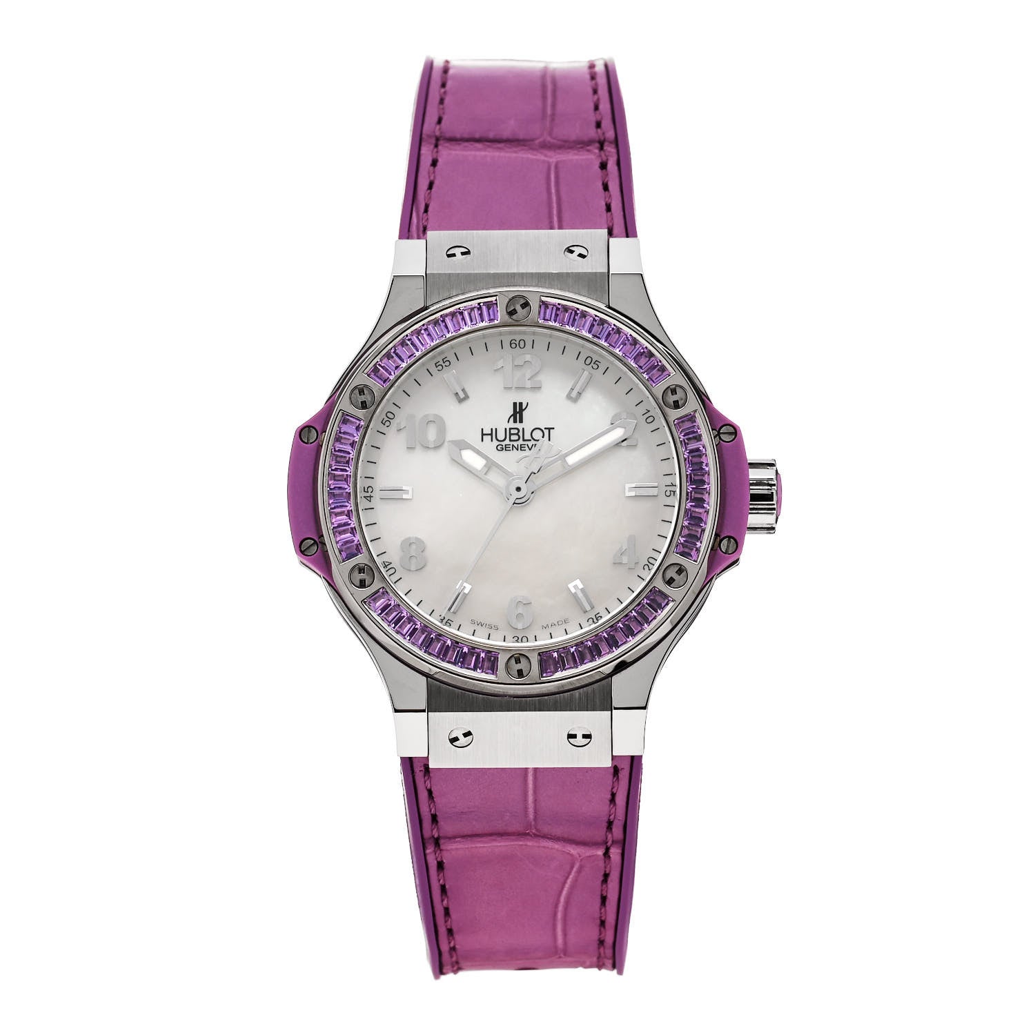 Hublot Stainless Steel Alligator Amethyst Mother of Pearl 38mm Big Bang Tutti Fruitti Quartz Watch 361.SV.6010.LR.1905 1 of 4