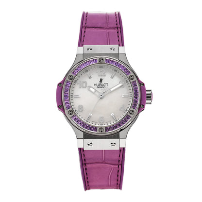 Hublot Stainless Steel Alligator Amethyst Mother of Pearl 38mm Big Bang Tutti Fruitti Quartz Watch 361.SV.6010.LR.1905 1 of 4
