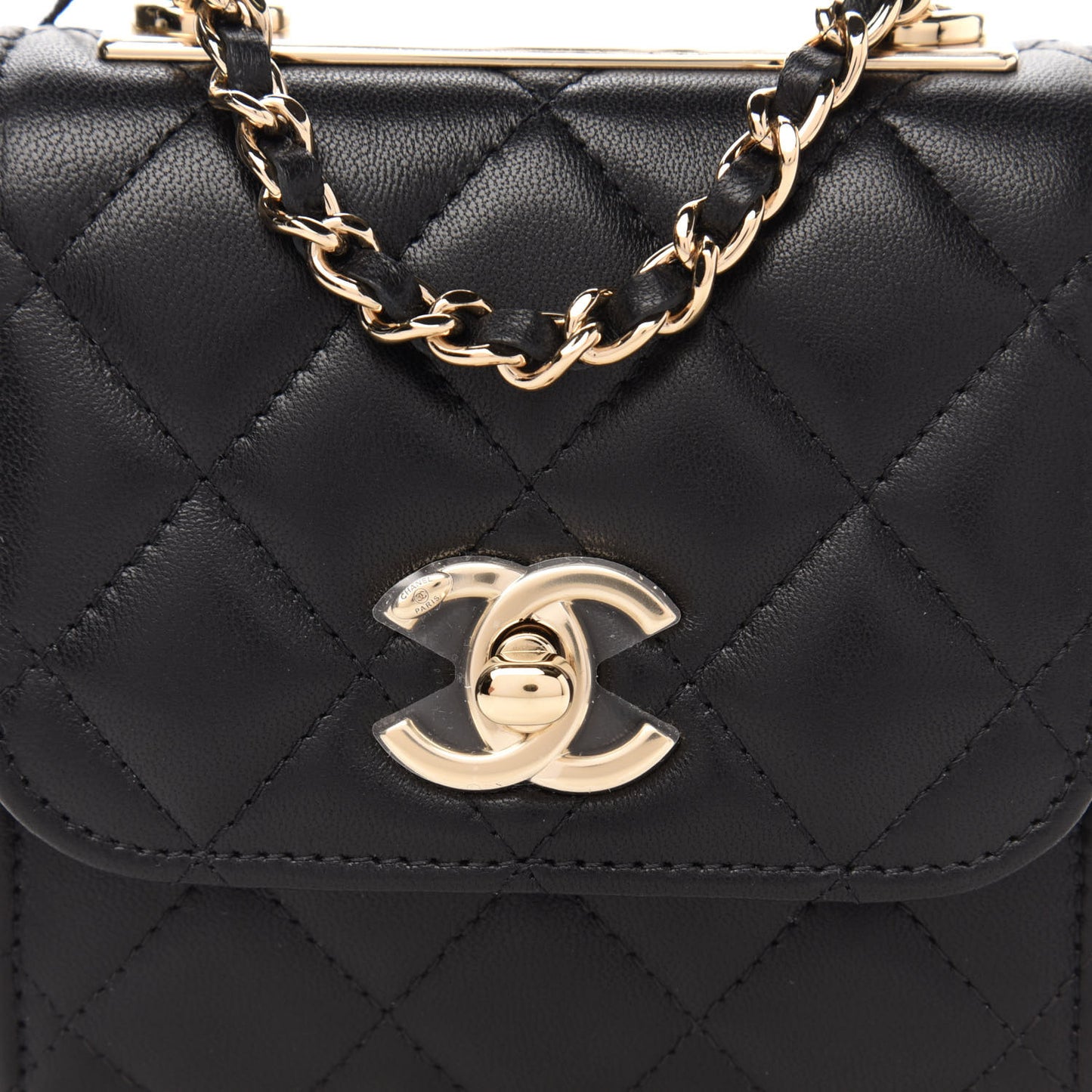 Lambskin Quilted Mini Trendy CC Chain Wallet Black