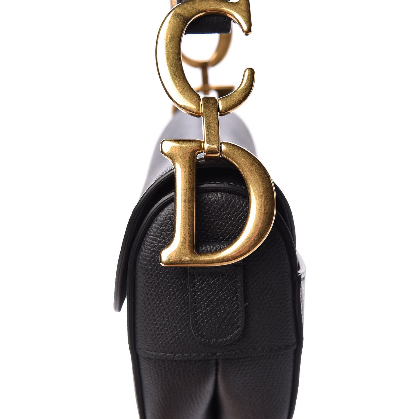 Grained Calfskin Saddle Bag Black