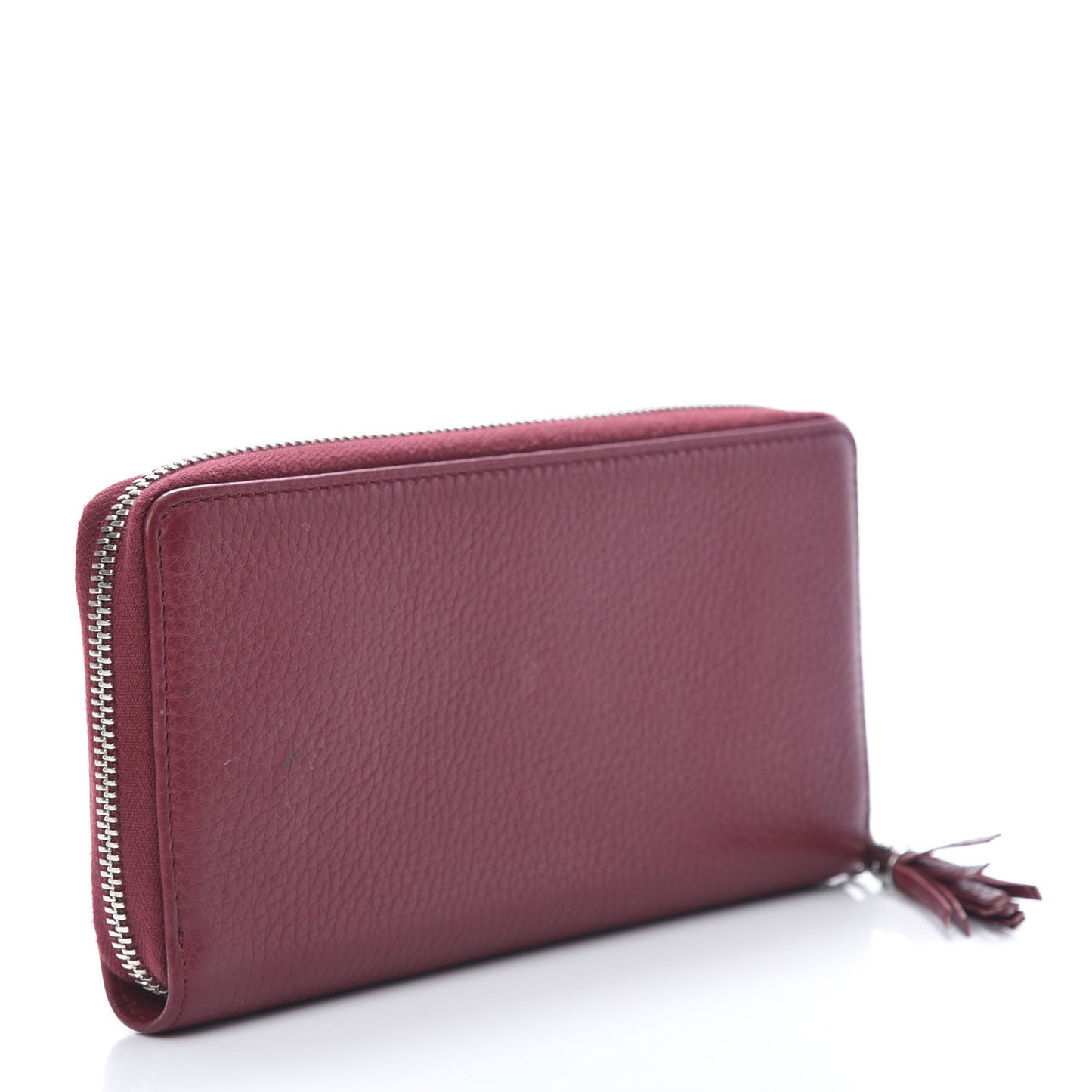 Pebbled Calfskin Studded Soho Zip Around Wallet Soft Burgundy
