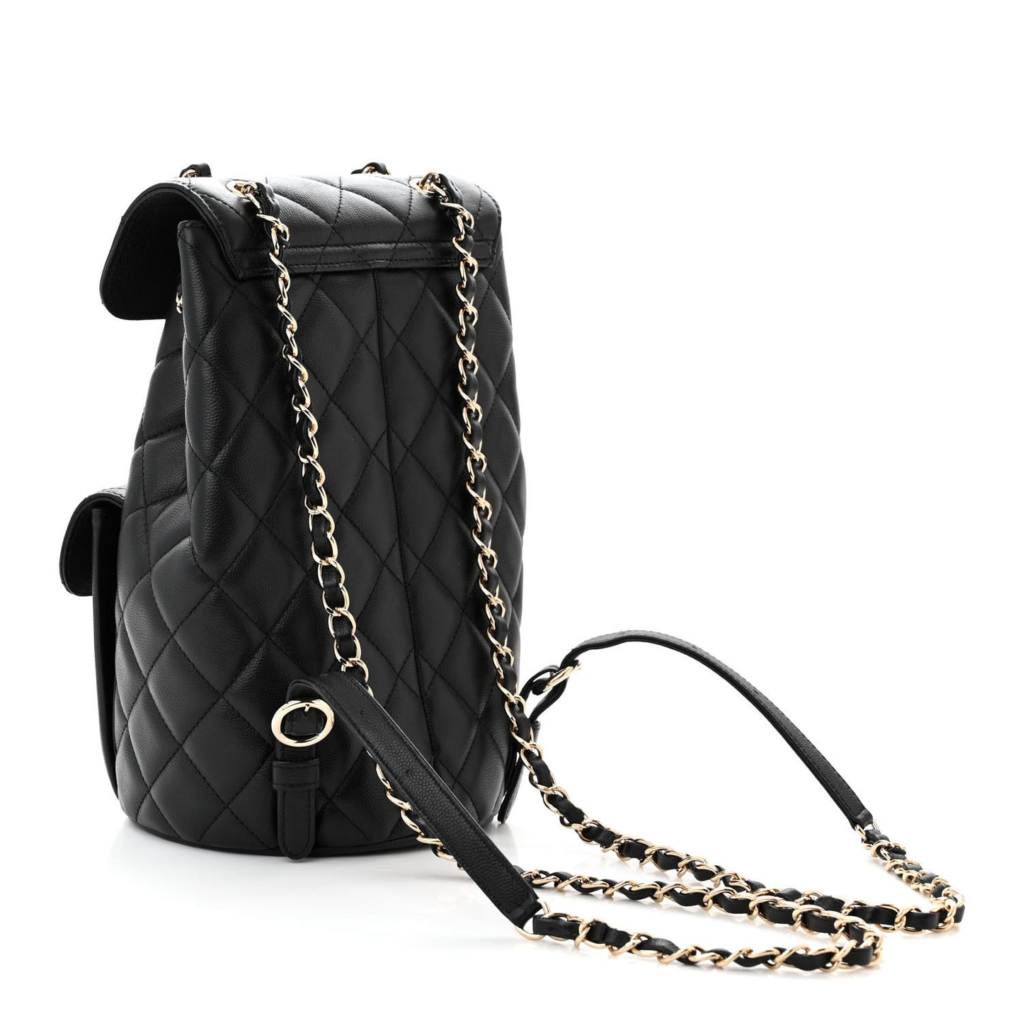 Caviar Quilted Pockets Backpack Black