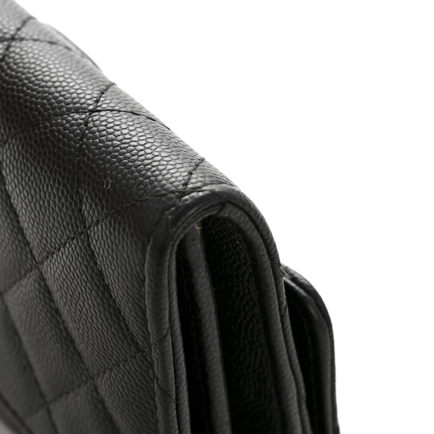 Caviar Quilted Medium Flap Wallet Black