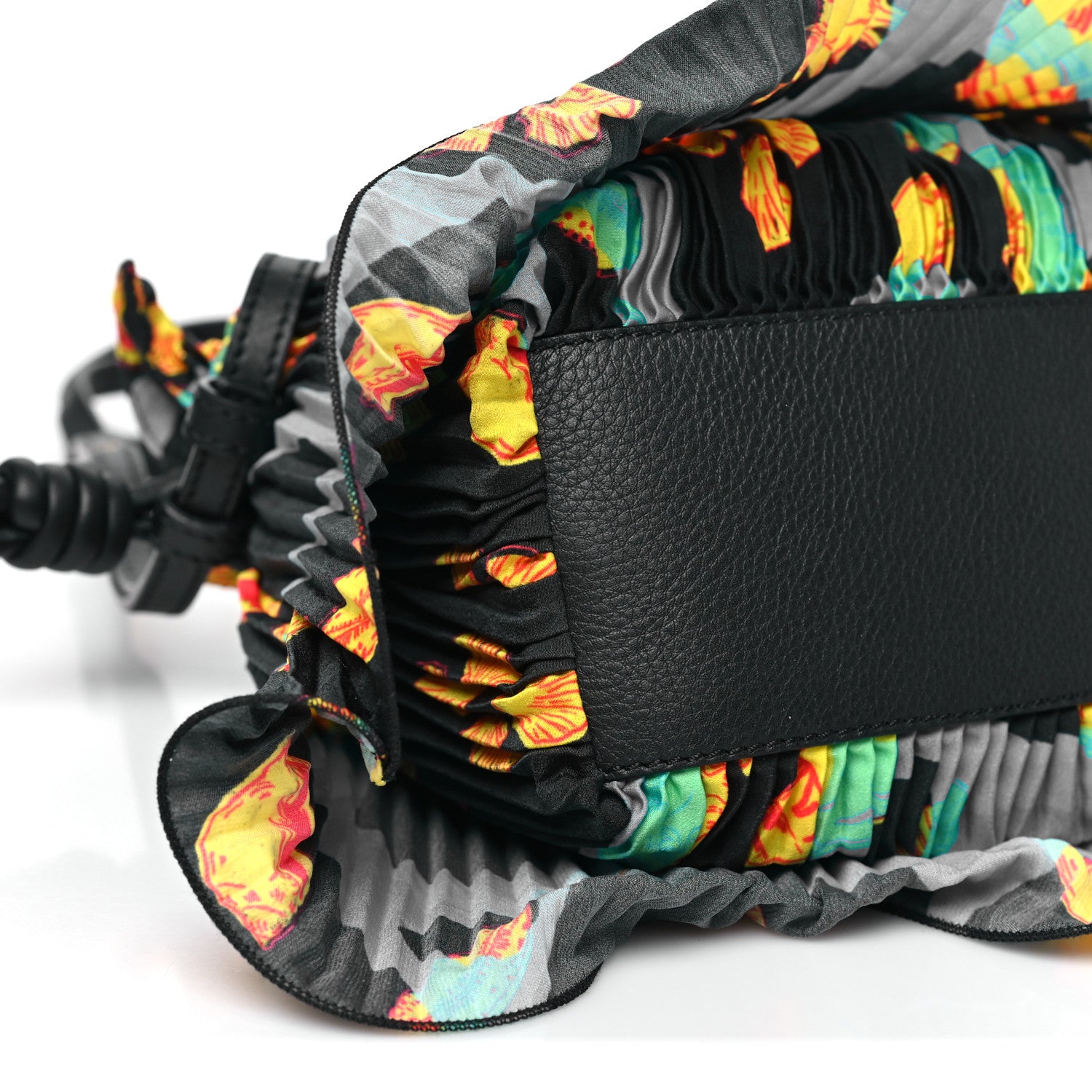 Loewe X PAULA'S IBIZA Satin Printed Mini Shell Flamenco Knot Shoulder Bag Black Multicolor 9 of 10