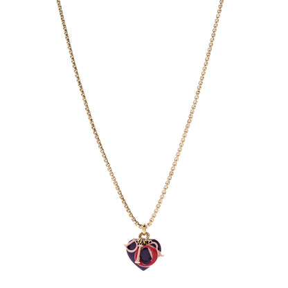 Christian Dior Metal Enamel Logo Heart Necklace Gold Multicolor 1 of 4